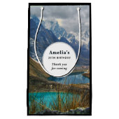 風光明媚なアルパインマウンテンズ写真誕生日ありがとう スモールペーパーバッグ (正面)