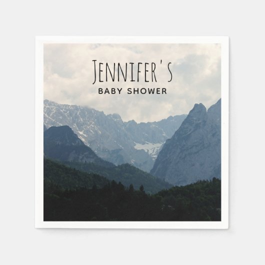 風光明媚なアルパインマウンテンズ自然フォトベビーシャワー スタンダードカクテルナプキン (正面)