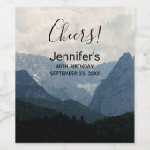 風光明媚なアルパインマウンテンズ自然フォト誕生日 ワインラベル (シングルラベル)