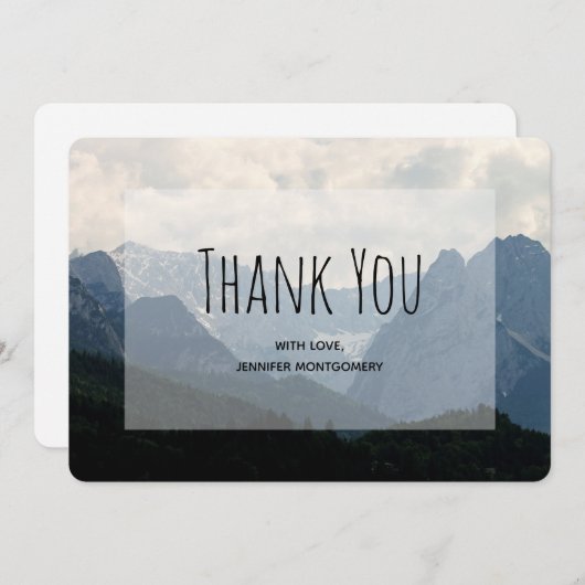 風光明媚なアルパインマウンテンズ自然写真ありがとう サンキューカード (正面/裏面)