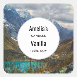 風光明媚なアルパインマウンテンフォトキャンドルビジネス スクエアシール