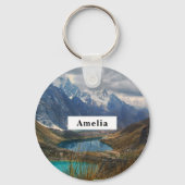 風光明媚なアルパイン山脈の写真 キーホルダー (正面)