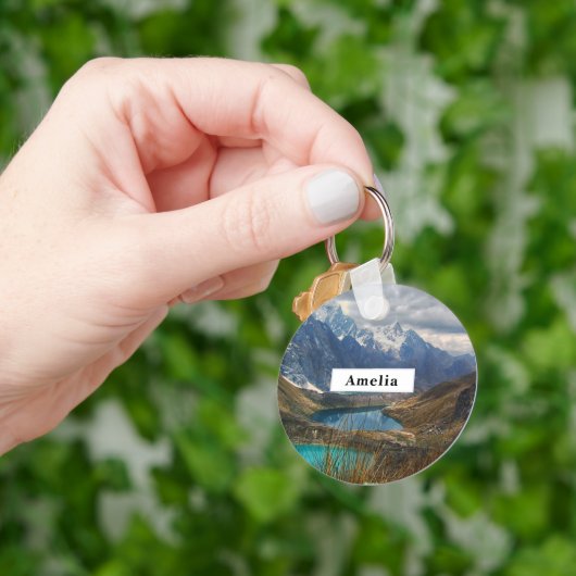 風光明媚なアルパイン山脈の写真 キーホルダー (手)