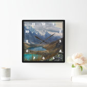 風光明媚なアルパイン山脈の写真 スクエア壁時計 (ホーム)