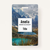 風光明媚なアルパイン山脈の写真 バッジ (裏面)