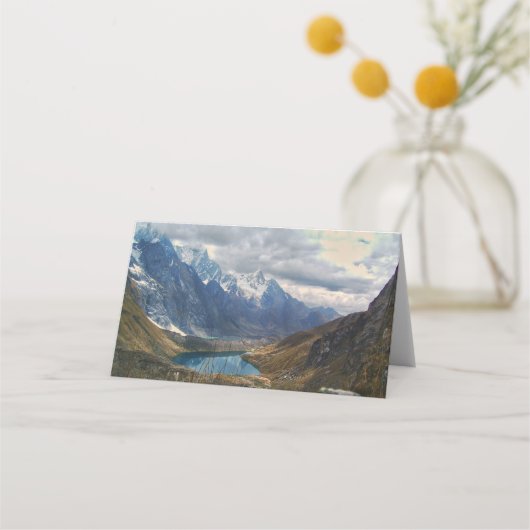 風光明媚なアルパイン山脈の写真 プレイスカード (裏面)