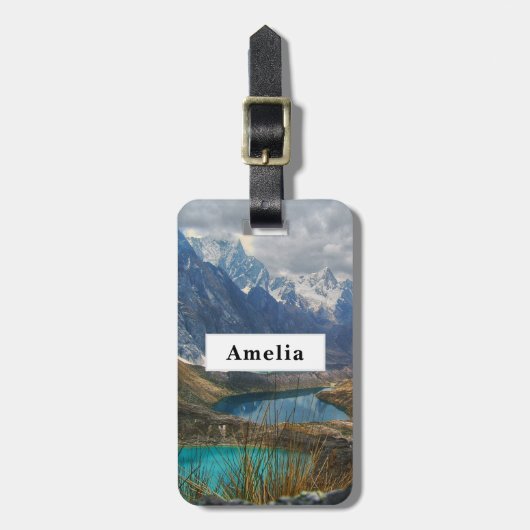 風光明媚なアルパイン山脈の写真 ラゲッジタグ (正面縦)