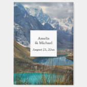 風光明媚なアルパイン山脈の結婚式の日付を保存 マグネット (正面)