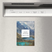 風光明媚なアルパイン山脈の結婚式の日付を保存 マグネット (インサイチュ (食洗機))