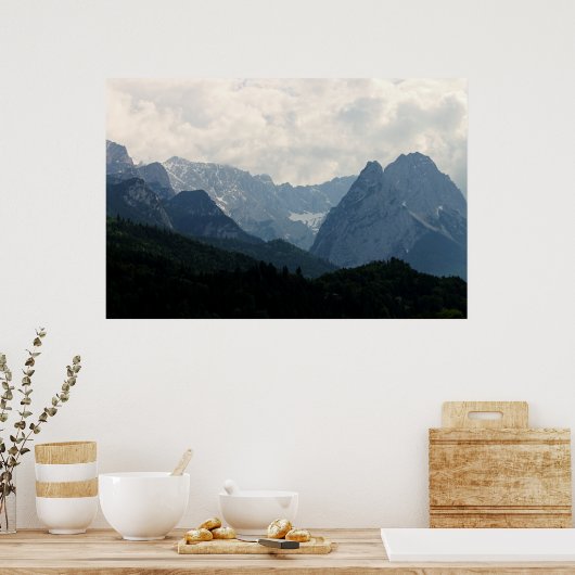 風光明媚なアルパイン山脈の自然写真 ポスター (キッチン)