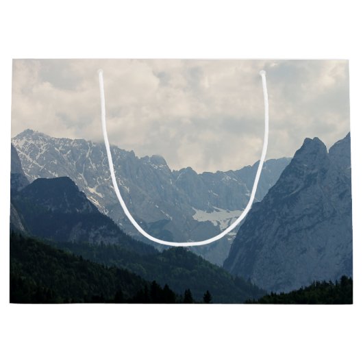 風光明媚なアルパイン山脈の自然写真 ラージペーパーバッグ (正面)