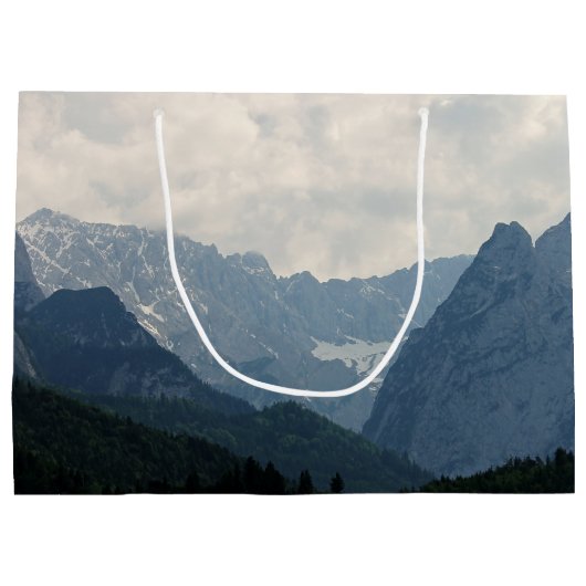 風光明媚なアルパイン山脈の自然写真 ラージペーパーバッグ (裏面)