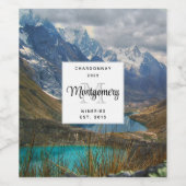風光明媚なアルパイン山脈フォトモノグラムワインメイキング ワインラベル (シングルラベル)