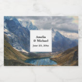 風光明媚なアルパイン山脈結婚写真 スパークリングワインラベル (シングルラベル)