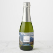 風光明媚なアルパイン山脈結婚写真 スパークリングワインラベル (正面)