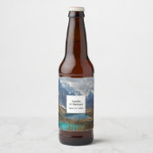 風光明媚なアルパイン山脈結婚写真 ビールラベル (正面)