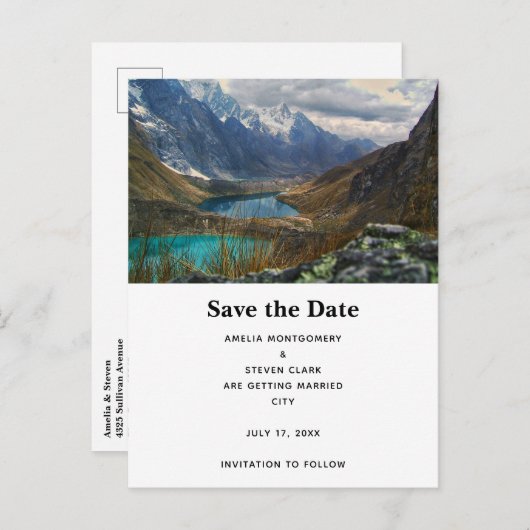 風光明媚なアルパイン山脈結婚写真 案内ポストカード (正面/裏面)