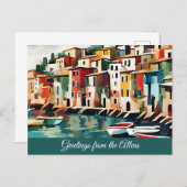 風光明媚なイタリはっきりしたアカラフルカスタムシーコースト ポストカード (正面/裏面)