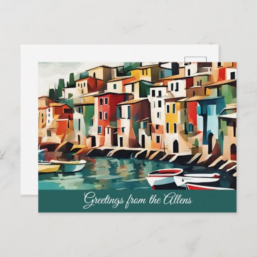 風光明媚なイタリはっきりしたアカラフルカスタムシーコースト ポストカード (正面/裏面)