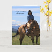 風光明媚なウェスタン女性のカーボーイとホースすべての行事 カード (黄色い花)