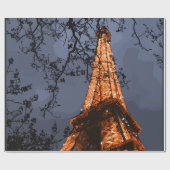 風光明媚なエッフェルタワーパリフランスアットナイト威厳のある ラッピングペーパー (フラット)