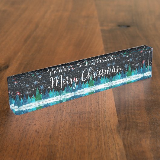 風光明媚なオフィスのクリスマス装飾アクリルプラーク デスクネームプレート (側面)