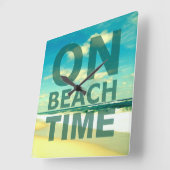 風光明媚なオンビーチタイムウォールクロック スクエア壁時計 (傾斜)