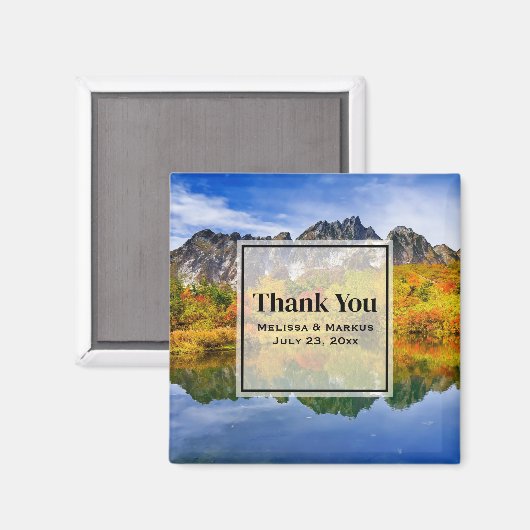 風光明媚なカントリーの山と湖ありがとう マグネット (正面/裏面)