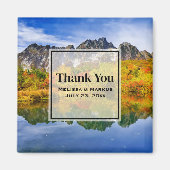 風光明媚なカントリーの山と湖ありがとう マグネット (正面)