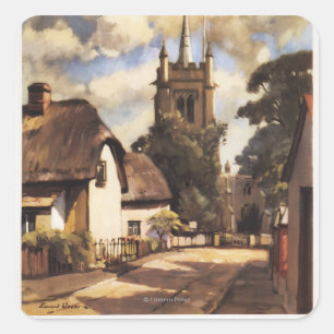 風光明媚なカントリービュー英国鉄道ポスター スクエアシール