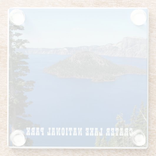 風光明媚なクレーターレイク国立公園 ガラスコースター (裏面)