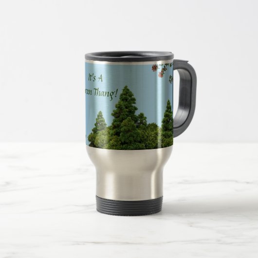 風光明媚な'グリーンタンメールカットアニマル トラベルマグ (正面右)