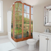 風光明媚なコッツウォルドの国側のウィンドウビュー シャワーカーテン (インサイチュ)