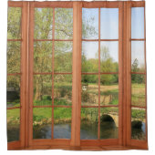 風光明媚なコッツウォルドの国側のウィンドウビュー シャワーカーテン (正面)