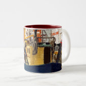 風光明媚なゴールウェイシティアイルランド魚釣りボートツートーンC ツートーンマグカップ (正面右)