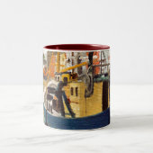 風光明媚なゴールウェイシティアイルランド魚釣りボートツートーンC ツートーンマグカップ (中央)