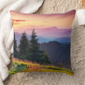 風光明媚なサンセットマウンテンジャングルパインツリー秋 クッション (ブランケット)