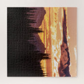 風光明媚なサンセットマウンテンジャングルパインツリー秋 ジグソーパズル (横)