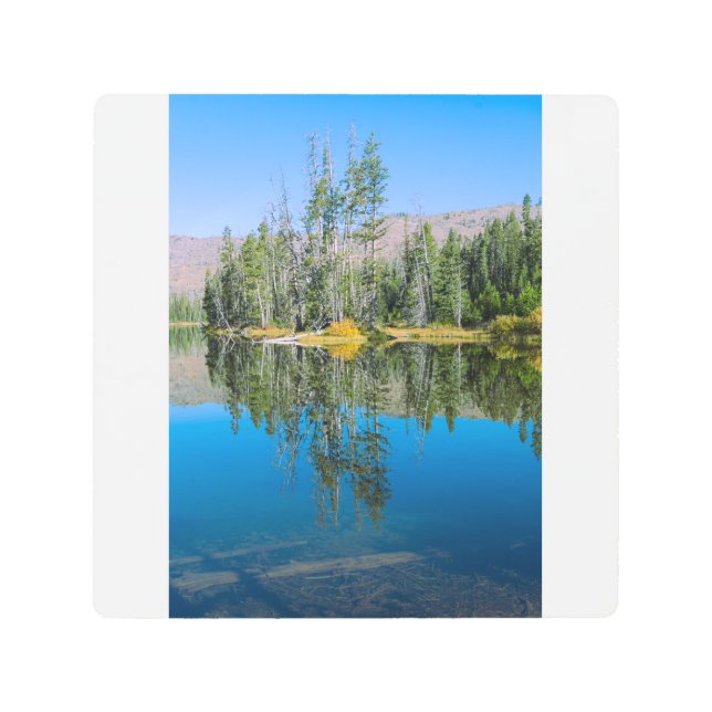 風光明媚なシルバンレイクイエローストーン国立公園 メタルプリント (正面)