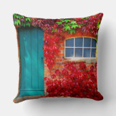 風光明媚なターコイズドアと鮮やかな紅葉 クッション (裏面)