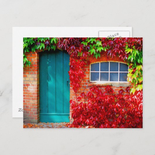 風光明媚なターコイズドアと鮮やかな紅葉 ポストカード (正面/裏面)