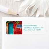 風光明媚なターコイズドアと鮮やかな紅葉 ラベル (インサイチュ)