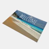 風光明媚なターコイズブルーシービーチフォトウェルカム ドアマット (アングル)