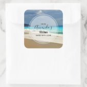 風光明媚なターコイズブルーシービーチフォトキッチン スクエアシール (バッグ)