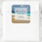 風光明媚なターコイズブルーシービーチフォトビジネス スクエアシール (バッグ)