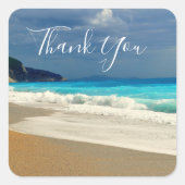 風光明媚なターコイズブルーシービーチ写真ありがとう スクエアシール (正面)