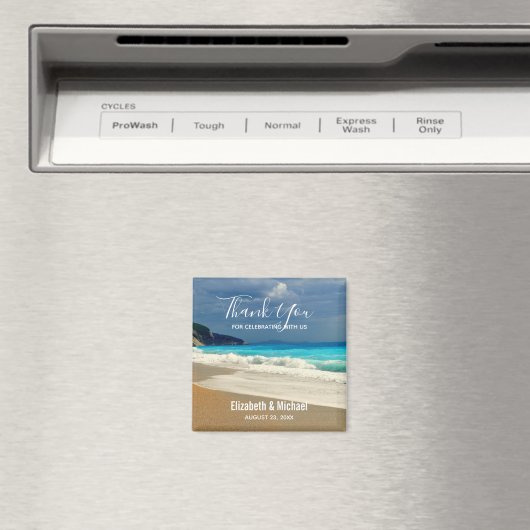 風光明媚なターコイズブルーシービーチ結婚写真 マグネット (インサイチュ (食洗機))