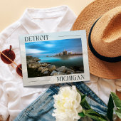 風光明媚なデトロイトウォーターフロントポストカード ポストカード
