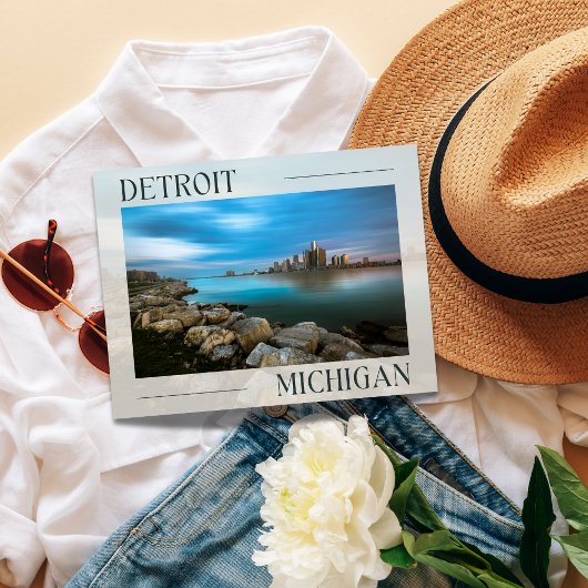 風光明媚なデトロイトウォーターフロントポストカード ポストカード