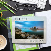 風光明媚なデトロイトウォーターフロントポストカード ポストカード